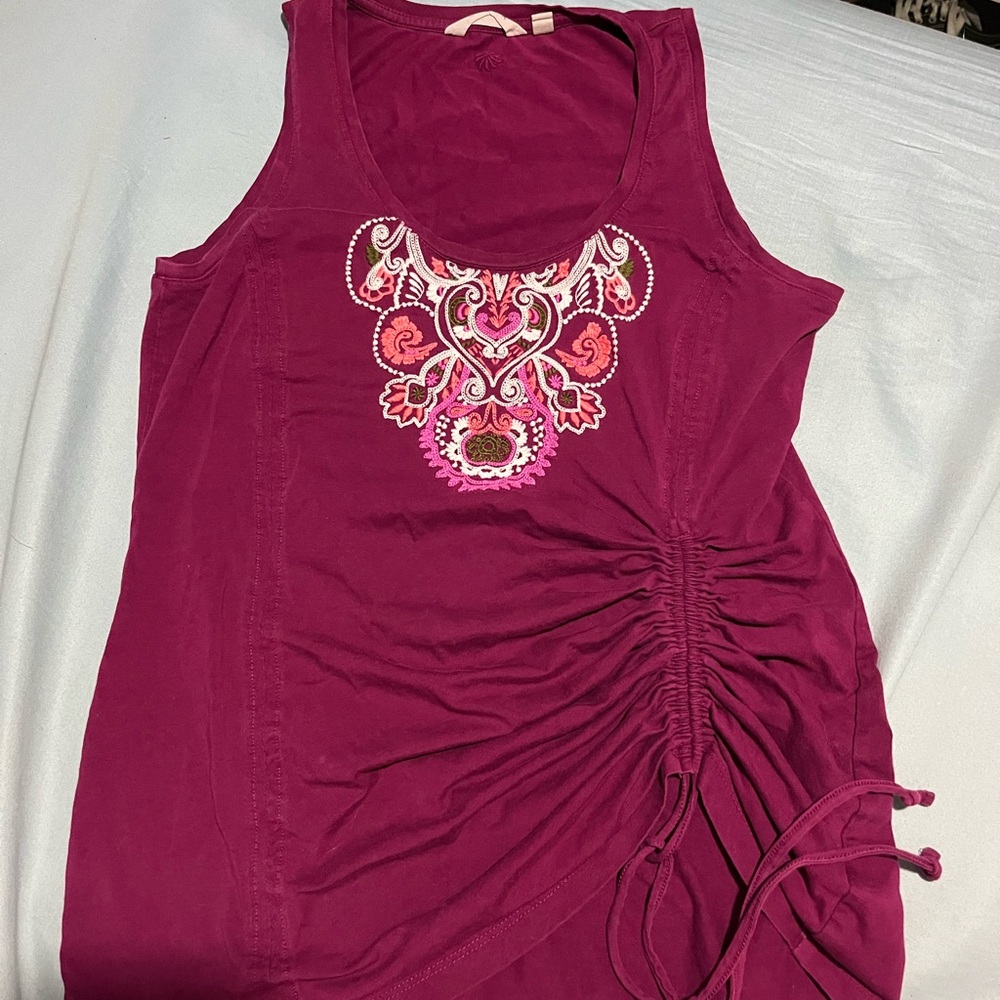 Athleta Pink Ruched Embellished Tank Top